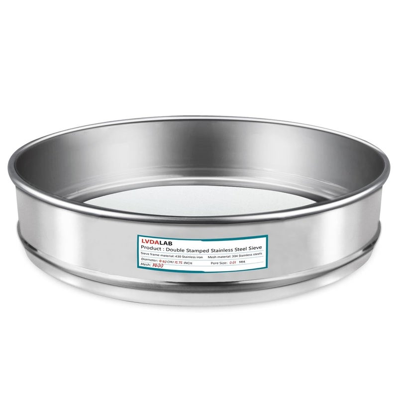 LVDALAB 304 Stainless Steel Lab Sieve Screen Mesh, 1400 Mesh(0.01mm) Aperture Test Sieve, 15.75''(40cm) Diameter Economy Standard Analysis Sample Test Sieves for Industrial Laboratory Homes - Image 1